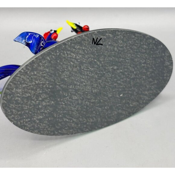 Hand Blown Glass Rooster Figurines Mirror Base Colorful Display‎ - Picture 7 of 9